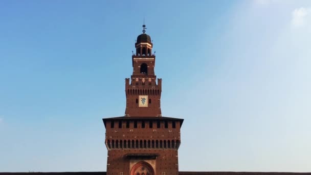Mailand Italien Oktober 2018 Sforza Castle Milano Alter Italienischer Turmkomplex — Stockvideo