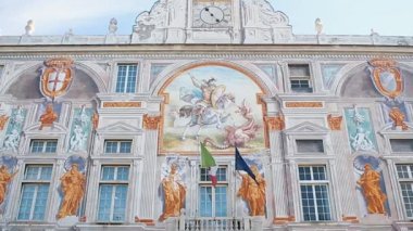 İtalya, Genova - 12 Ekim, 2018: banka Saint George veya Casa delle COMPER e dei banchi di San Giorgio Cenova. Ünlü antik Avrupa'nın en eski bankalarından biri.