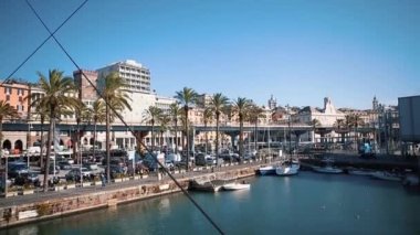 İtalya, Genova-12 Ekim, 2018: Cenova güzel eski şehir limanı. popüler seyahat hedefi. Akdeniz sahilinde Liguria bölgesinde turist alanı. 