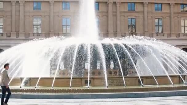 Italië Genova Oktober 2018 Prachtige Oude Fontein Piazza Ferrari Het — Stockvideo