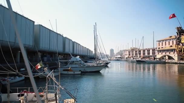 Italien Genova Oktober 2018 Vackra Gamla Staden Hamn Genua Populärt — Stockvideo