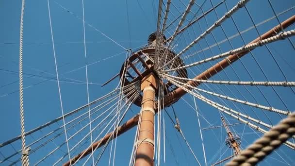 Itálie Genova Října 2018 Dřevěná Loď Filmu Piráti Karibiku Moře — Stock video