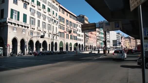 Italien Genua Oktober 2018 Stadtstraße Von Genua Ligurien Beliebtes Reiseziel — Stockvideo