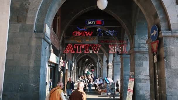 Italia Genova Octubre 2018 Ciudad Vieja Calle Del Puerto Con — Vídeos de Stock