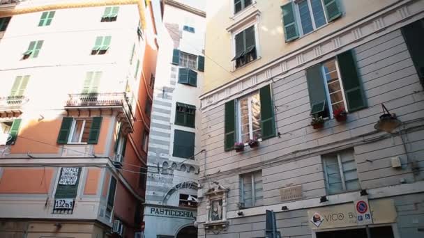 Olaszország Genova Október 2018 Hagyományos Színes Olasz Házak Old City — Stock videók