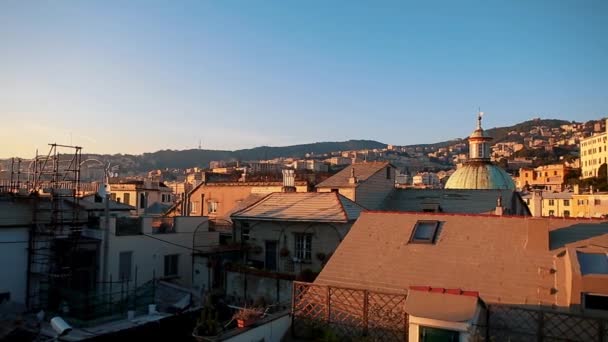 Italia Genova Octubre 2018 Casas Tradicionales Italianas Coloridas Puerto Ciudad — Vídeos de Stock