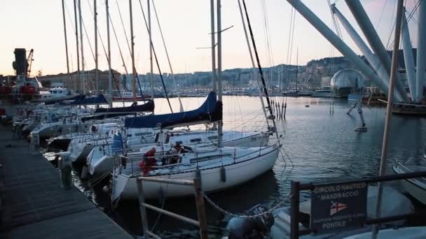 Italia Genova Octubre 2018 Puerto Ciudad Vieja Zona Turística Popular — Vídeos de Stock