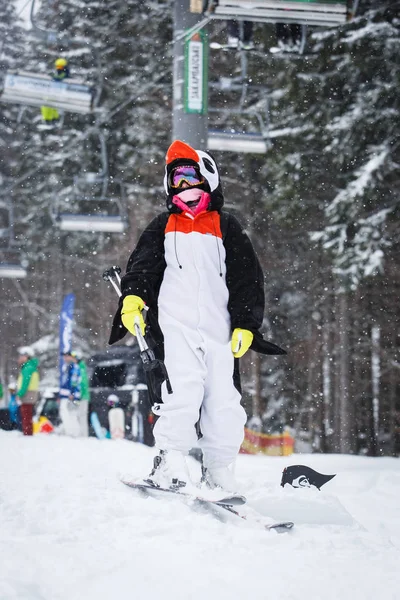 Bukovel Ukraine March 2018 Competição Desportiva Extrema Parque Esqui Inverno — Fotografia de Stock