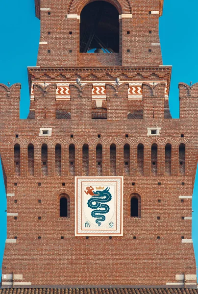 Ancient Sforza Castle Milan City Beautiful Old Castello Sforzesco Milano — Stock Photo, Image