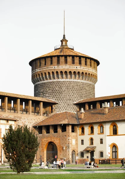 Antiguo Castillo Sforza Ciudad Milán Hermoso Antiguo Castello Sforzesco Milano — Foto de Stock