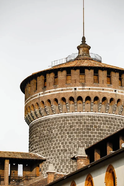 Starożytny Zamek Sforzów Mediolanu Piękny Stary Castello Sforzesco Mediolanie Zbudowany — Zdjęcie stockowe