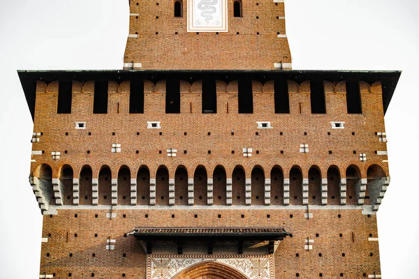 Milan Şehir Antik Sforza Kalesi Güzel Eski Castello Sforzesco Milano — Stok fotoğraf