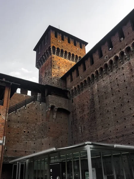 Ancient Sforza Castle Milan City Beautiful Old Castello Sforzesco Milano — Stock Photo, Image