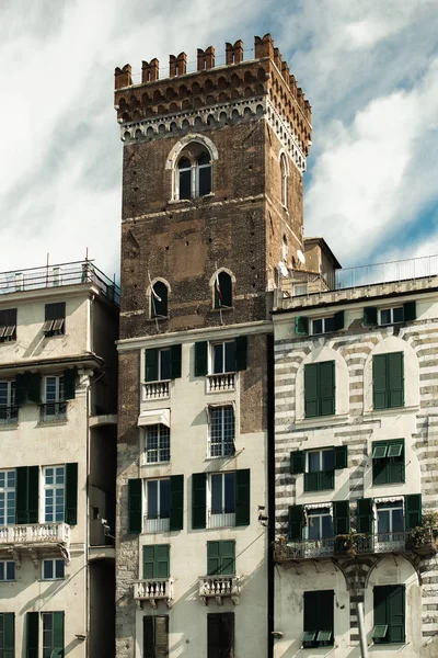 Genova Olaszország Október 2018 Ancient Watch Tower Régi Kikötő Város — Stock Fotó