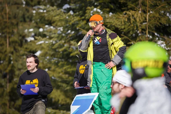 Bukovel Ukraine Março 2018 Festival Esportes Ação Inverno Parque Neve — Fotografia de Stock