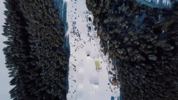 Yaremche Ukraine März 2018 Große Gruppe Von Snowboardern Und Freerides — Stockvideo