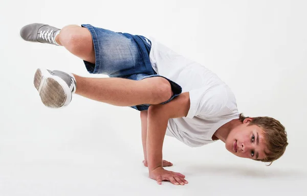 Teenager Bboy Training White Background — Stock Photo, Image