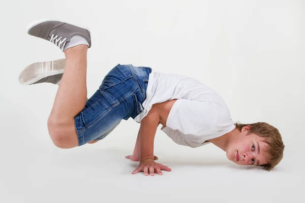 Teenager Bboy Školení Bílém Pozadí — Stock fotografie