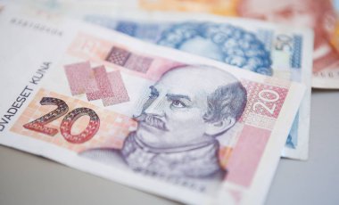 Ulusal Hırvat Kunası Döviz Alım notlar. Kağıt Not Hrvatska Kuna, para kimden Hırvatistan. 