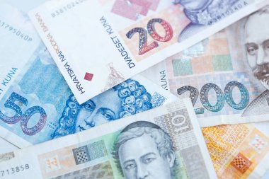 Ulusal Hırvat Kunası Döviz Alım notlar. Kağıt Not Hrvatska Kuna, para kimden Hırvatistan. 