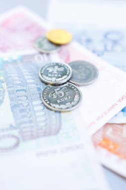 Ulusal Hırvat Kunası Döviz Alım notlar. Hrvatska Kuna ve metal yazı tura Lipa kağıt Not. Para kimden Hırvatistan. 