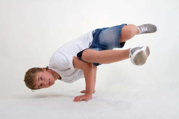 Teenager Bboy Training White Background — Stock Photo, Image