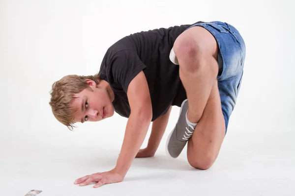 Teenager Bboy Training Auf Weißem Hintergrund — Stockfoto