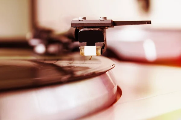 Turntable Paying Vinyl Record Music Useful Equipment Nightclub Retro Hipster — Stock Photo, Image