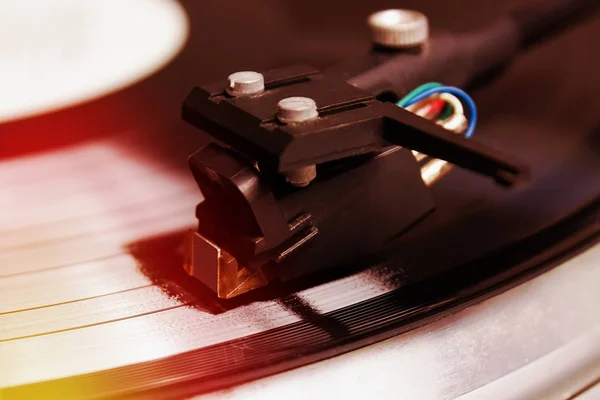 Mesa Giratória Pagando Disco Vinil Com Música Equipamento Útil Para — Fotografia de Stock