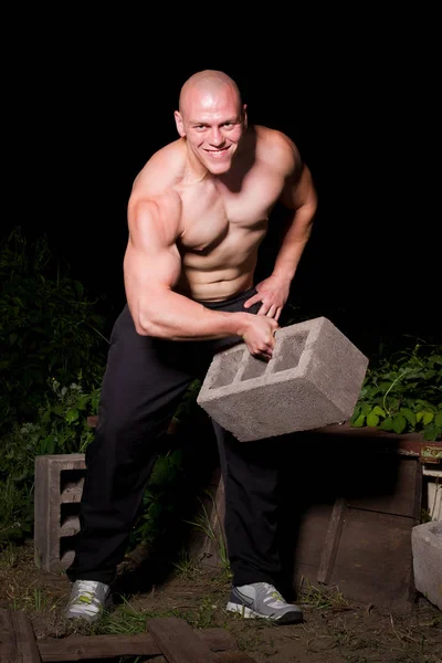 Pumped White Guy Posing Backyard — Stock Photo, Image