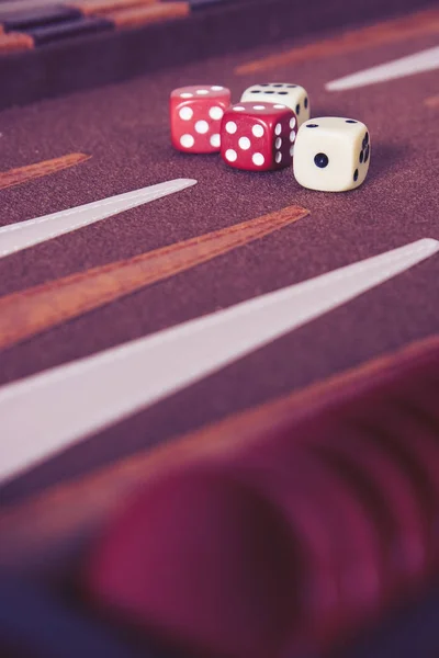 Dobbelstenen Chips Instellen Spelen Backgammon — Stockfoto