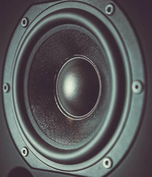Professional loudspeaker diffusor close up.High quality sound recording studio technology.Analog Hifi audio equipment for professional use.Listen to music in hi-fi.Closeup on speaker box