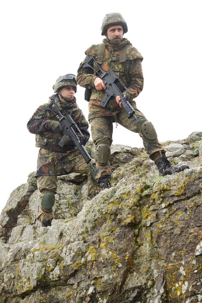 Militær Assistance Army Teamwork Armed Soldater Camouflage Ukrainske Hær Kamp - Stock-foto