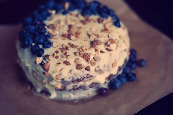 Torta Creme Mirtilo Com Amêndoas — Fotografia de Stock