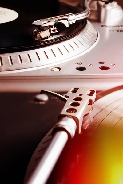 Turntable Player Musical Vinyl Record Useful Nightclub Retro Theme Light — Stock Photo, Image