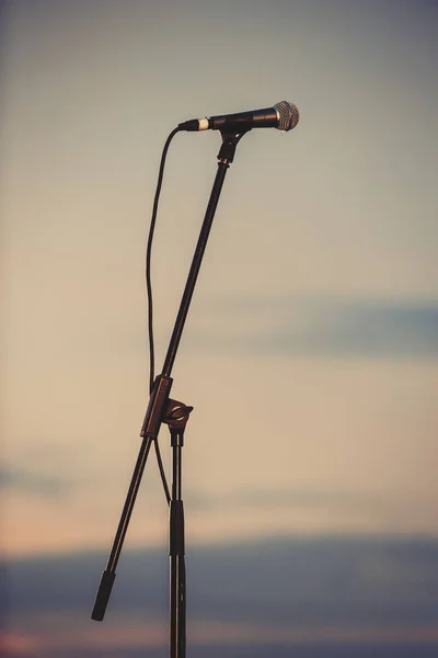 Microphone Vocal Sur Scène Festival Été Plein Air — Photo