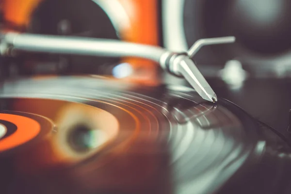 Turn Table Records Player Closeup Party Turntable Play Vinyl Disc — Stock Photo, Image