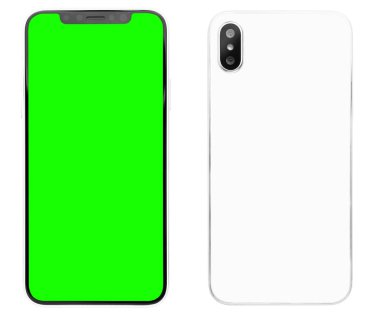 Mariupol, Ukraine - 27 Ekim, 2017: yeni Iphone X modeli yakın çekim. Modern cep telefonları dokunmatik ekran ve çift kamera lens ile. Trendy Apple Iphone 10 yeşil ekran ile 