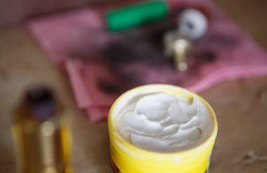 Vaping aygıt mech mod bakır yüzey işlem Lehçe. Bakım vaper e-cig Elektronik Gadget. Electornic sigara cihazların ilgilen. Bakır çelik Yapıştır parlatma