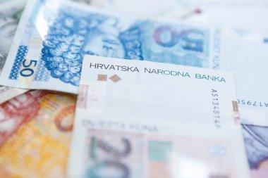 National Croatian Kuna currency notes.Paper note of Hrvatska Kuna, money from Croatia. clipart