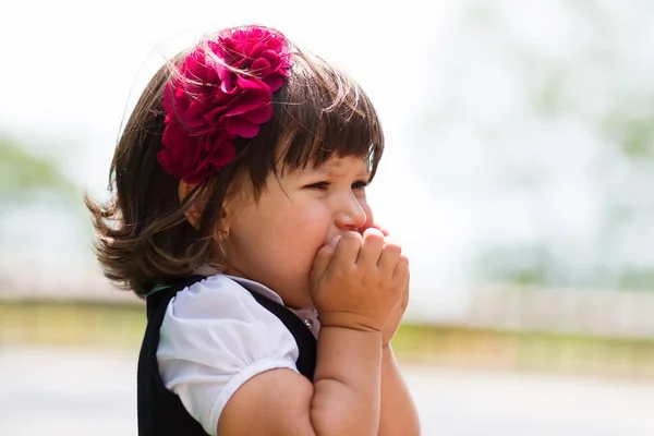 Portrait Cute Little Girl Live Emotions Funny Mimics — Stock Photo, Image