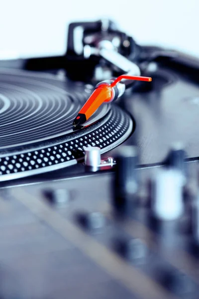 Professional Turntable Playing Vinyl Records Music Close Details Needle Tonearm — Stock Photo, Image