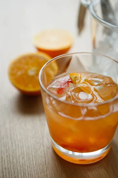 Delicious Long Drink Orange Juice Tequila Sunrise Coctail Restaurant Enjoy — Stock Photo, Image