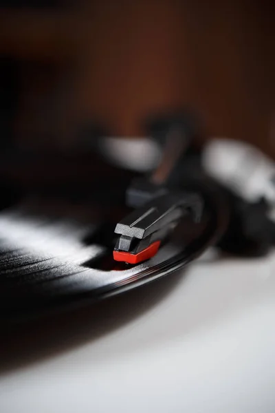 Vintage Electronic Turntable Vinyl Records Player Close Hifi Retro Turn — стоковое фото