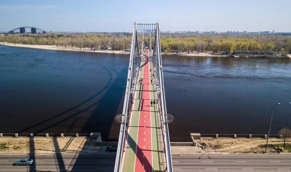Kiev Ukraina April 2018 Aerial Drone Foto Truhanov Bridge Över — Stockfoto