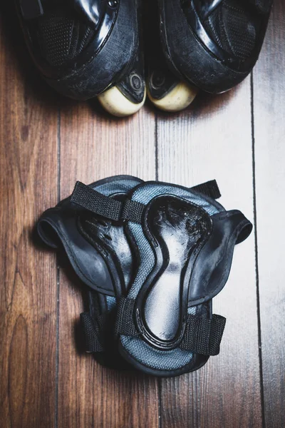 Защитные Перчатки Запястья Охранника Большие Черные Агрессивные Роликовые Ролики Inline — стоковое фото