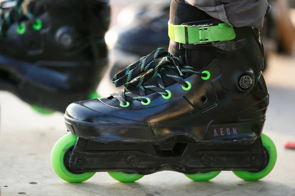 Odessa Ukraine August 2017 Aggressive Line Skates Roller Skater Feet — Stock Photo, Image