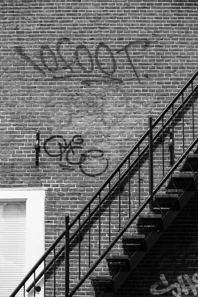 Black White Photo Brick Building Amsterdam Netherlands — Stock Photo, Image