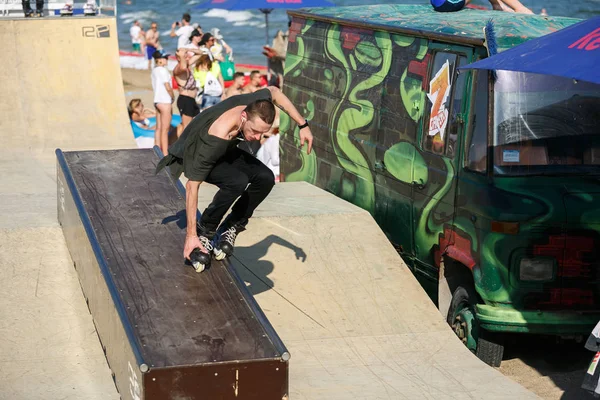 Odessa August 2017 Aggressive Line Skating Contest Outdoor Skate Park — Stock Photo, Image