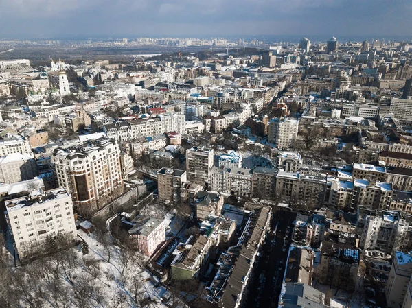 Kiev Ukraina Februari 2018 Antenn Drönare Foto Vintern Kiev Center — Stockfoto